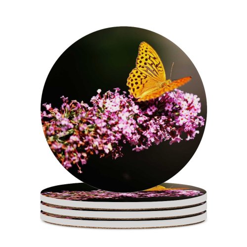 yanfind Ceramic Coasters (round) Flowers Fritillaries Butterfly Flowers Selective Focus  Closeup Family Game Intellectual Educational Game Jigsaw Puzzle Toy Set