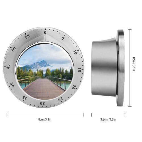 yanfind Timer Viktor Wooden  Banff National Park Trees  Peak Cloudy Sky Landscape 60 Minutes Mechanical Visual Timer