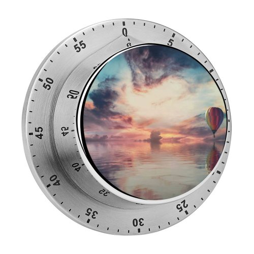 yanfind Timer Hot  Balloon Multicolor Colorful Sky Reflection Clouds Sky 60 Minutes Mechanical Visual Timer