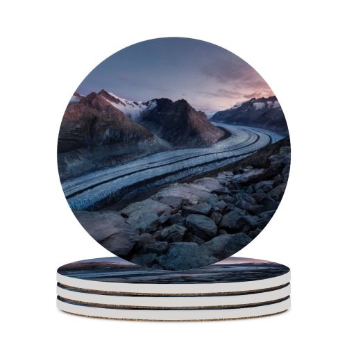 yanfind Ceramic Coasters (round) Bettmerhorn Mountains Snow Winter Bernese Alps Landscape Scenic  Sunrise Dawn Family Game Intellectual Educational Game Jigsaw Puzzle Toy Set