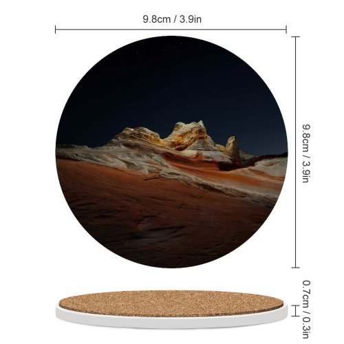 yanfind Ceramic Coasters (round) MacOS Big Sur Night Sedimentary Rocks Desert Starry Sky Dark IOS Family Game Intellectual Educational Game Jigsaw Puzzle Toy Set