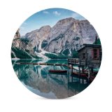 yanfind Ceramic Coasters (round) Samuele Errico Piccarini Lake Braies Italy Wooden Boats Mountains  Snow Reflection Family Game Intellectual Educational Game Jigsaw Puzzle Toy Set