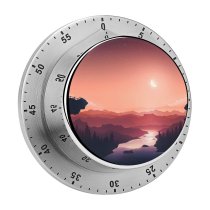 yanfind Timer RmRadev Sunset  River Mountains Gradient Peach 60 Minutes Mechanical Visual Timer