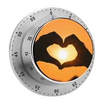 yanfind Timer Love Sunset Silhouette Heart Hands Together Valentine&# ;s Sunburst Gold 60 Minutes Mechanical Visual Timer