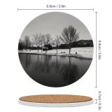 yanfind Ceramic Coasters (round) Trees Lake Snow Winter Coldness Season Outdoor Scenery Landscape Frost Frosty Grey Family Game Intellectual Educational Game Jigsaw Puzzle Toy Set