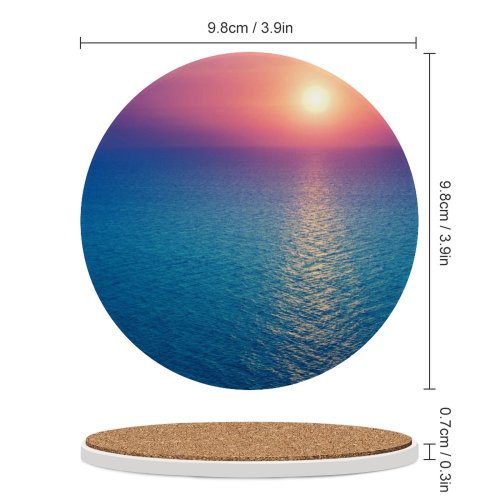 yanfind Ceramic Coasters (round) Sunrise Seascape Horizon Ocean Sky Morning Light Family Game Intellectual Educational Game Jigsaw Puzzle Toy Set