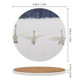 yanfind Ceramic Coasters (round) Whooper  Bird  Winter Snow Tundra Atmospheric Ducks Geese Swans Waterfowl Family Game Intellectual Educational Game Jigsaw Puzzle Toy Set