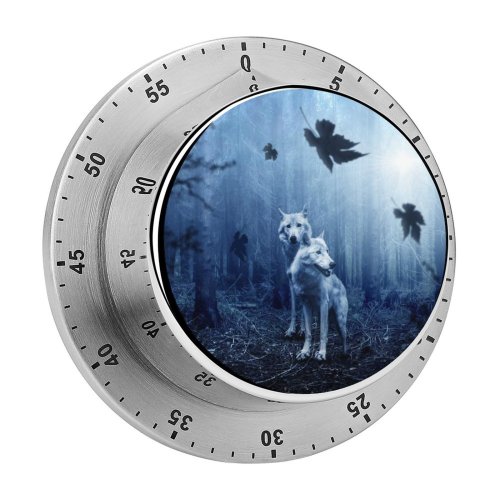 yanfind Timer Comfreak Black Dark Wolf Forest Dark  Wild Tree Trunks  Light 60 Minutes Mechanical Visual Timer