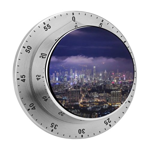 yanfind Timer Cityscape Hong Kong Night City Lights 60 Minutes Mechanical Visual Timer