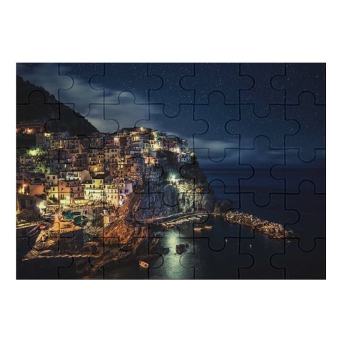 yanfind Picture Puzzle Dominic Kamp Manarola Town Cinque Terre Night Time Seascape Starry Sky Boats Family Game Intellectual Educational Game Jigsaw Puzzle Toy Set