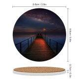 yanfind Ceramic Coasters (round) Hmetosche Wooden Pier Night Sky  Galaxy Milky Way Seascape Dark Family Game Intellectual Educational Game Jigsaw Puzzle Toy Set