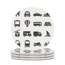 yanfind Ceramic Coasters (round) Bus Balloon Train Station Home Rickshaw Cable Mode Sailboat  Sailing Traffic Family Game Intellectual Educational Game Jigsaw Puzzle Toy Set