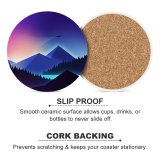 yanfind Ceramic Coasters (round) Mountains Flight Night Sunset Gradient Family Game Intellectual Educational Game Jigsaw Puzzle Toy Set