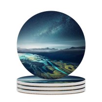yanfind Ceramic Coasters (round) Grafixart Mountains Starry Sky Night Aerial Landscape Family Game Intellectual Educational Game Jigsaw Puzzle Toy Set