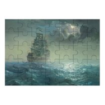 yanfind Picture Puzzle Tall  Fog Light Sea Moonlight Storm Caribbean Tale Seascape Destinations Art Family Game Intellectual Educational Game Jigsaw Puzzle Toy Set
