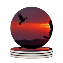 yanfind Ceramic Coasters (round) Love Couple Together Romantic Sunrise  Silhouette Family Game Intellectual Educational Game Jigsaw Puzzle Toy Set
