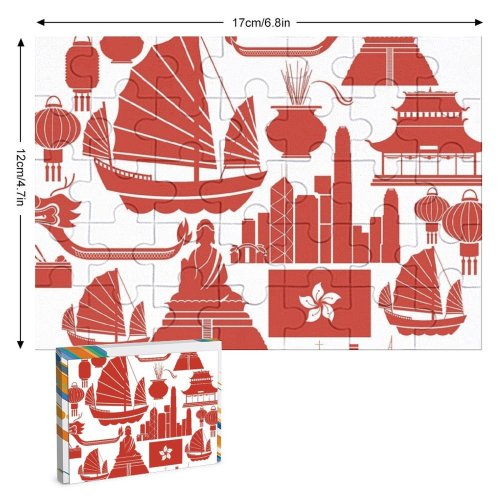 yanfind Picture Puzzle City Monument  Hong Junk Incense Chinese   Travel Dim Flag Family Game Intellectual Educational Game Jigsaw Puzzle Toy Set