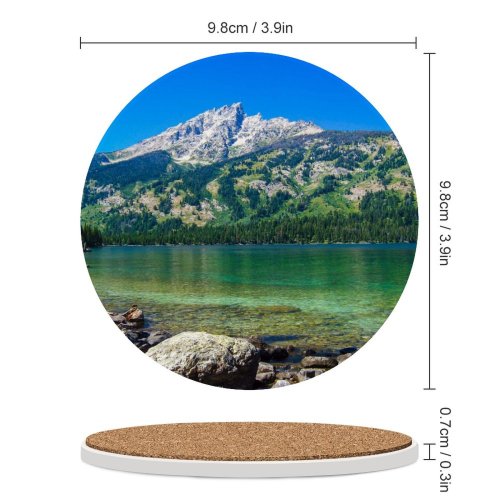 yanfind Ceramic Coasters (round) Youen California Emerald Lake Grand Teton National Park Wyoming Sky Clear Rocks Family Game Intellectual Educational Game Jigsaw Puzzle Toy Set