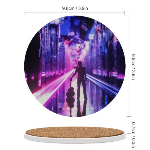 yanfind Ceramic Coasters (round) Carsen Haycock Graphics CGI Neon Guitar Musician Silhouette Cyberpunk Future City Family Game Intellectual Educational Game Jigsaw Puzzle Toy Set