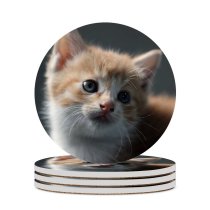 yanfind Ceramic Coasters (round) Cat Kitten Pet Cute Cat Portrait Fur Baby Cat Family Game Intellectual Educational Game Jigsaw Puzzle Toy Set
