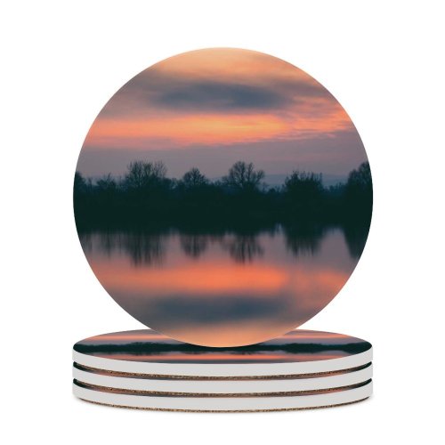 yanfind Ceramic Coasters (round) Golden Images Hour Sky Wallpapers Dusk Lake Outdoors Tree Argancy Reflection Family Game Intellectual Educational Game Jigsaw Puzzle Toy Set