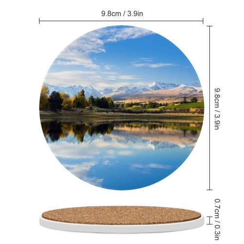 yanfind Ceramic Coasters (round) Destin Mount Hutton Lake Landscape Reflections Zealand Family Game Intellectual Educational Game Jigsaw Puzzle Toy Set