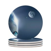 yanfind Ceramic Coasters (round) Space Spaceship   Planets Family Game Intellectual Educational Game Jigsaw Puzzle Toy Set