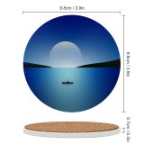 yanfind Ceramic Coasters (round)  Night Seascape Sailing Boat Minimal Family Game Intellectual Educational Game Jigsaw Puzzle Toy Set