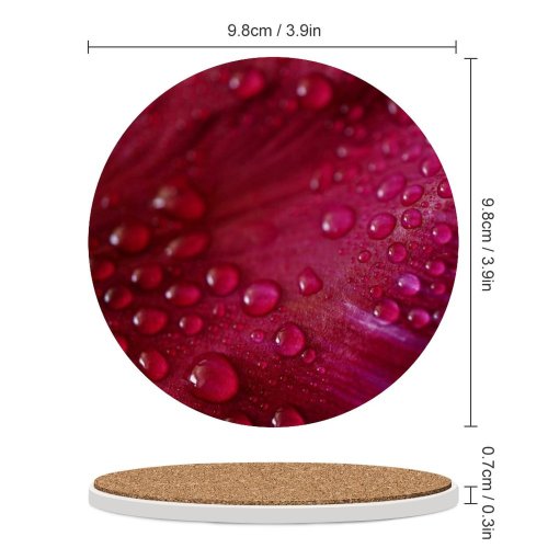yanfind Ceramic Coasters (round) Flowers Tulip Petal Tulip Flower Closeup Macro Drops Dew Drops Spring Vibrant Family Game Intellectual Educational Game Jigsaw Puzzle Toy Set