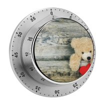 yanfind Timer Bruno Glätsch Cute Love Teddy  Heart Wooden Soft Toy Stuffed Valentine's 60 Minutes Mechanical Visual Timer