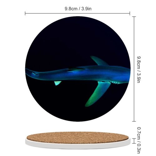 yanfind Ceramic Coasters (round) Shark Underwater Atlantic Ocean Deep Sea Dark Family Game Intellectual Educational Game Jigsaw Puzzle Toy Set