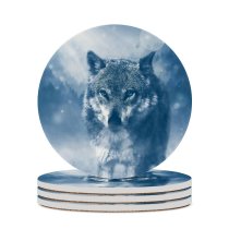 yanfind Ceramic Coasters (round) Comfreak Wolf  Wild Winter Snowfall Fog Starring Family Game Intellectual Educational Game Jigsaw Puzzle Toy Set