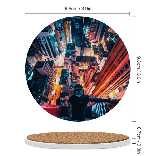 yanfind Ceramic Coasters (round) Simon Zhu Hong Kong City Neon Rooftop Cityscape Nightscape Persons City Lights Family Game Intellectual Educational Game Jigsaw Puzzle Toy Set