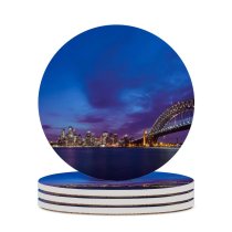 yanfind Ceramic Coasters (round) Sydney Harbour  Sydney Opera Metal Structure Australia Cityscape City Lights Purple Family Game Intellectual Educational Game Jigsaw Puzzle Toy Set