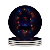 yanfind Ceramic Coasters (round) Neville Black Dark Celebrations Christmas Christmas Decoration Merry Christmas Night Dark Lights Family Game Intellectual Educational Game Jigsaw Puzzle Toy Set