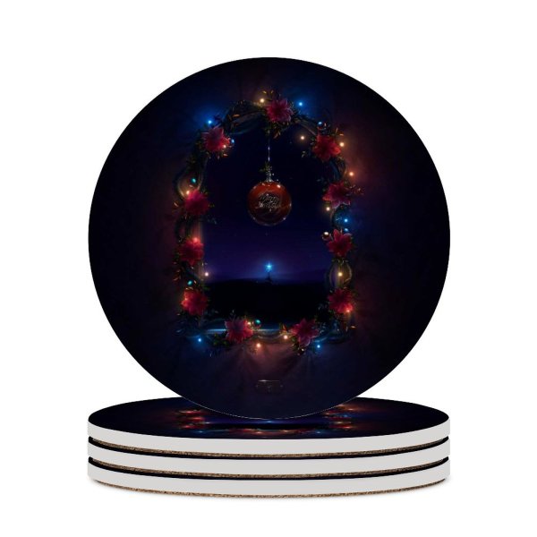 yanfind Ceramic Coasters (round) Neville Black Dark Celebrations Christmas Christmas Decoration Merry Christmas Night Dark Lights Family Game Intellectual Educational Game Jigsaw Puzzle Toy Set