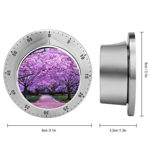 yanfind Timer Cherry  Trees Purple Flowers Pathway Park Floral Colorful Spring Beautiful 60 Minutes Mechanical Visual Timer
