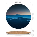 yanfind Ceramic Coasters (round) VisionPic Evening Dusk Forest Mountains Starry Sky Foggy Winter Sunset Family Game Intellectual Educational Game Jigsaw Puzzle Toy Set