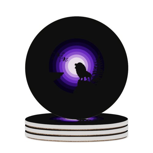 yanfind Ceramic Coasters (round) Suryapraveen Black Dark Minimal Lion Roaring Silhouette  Night Purple Family Game Intellectual Educational Game Jigsaw Puzzle Toy Set
