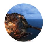 yanfind Ceramic Coasters (round) Manarola Cinque Terre Italy Seascape City Lights Dusk Tourist Attraction Seaside Village Family Game Intellectual Educational Game Jigsaw Puzzle Toy Set