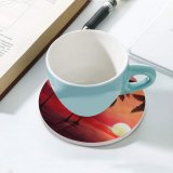 yanfind Ceramic Coasters (round) Sunset Tropical Trees Silhouette Dawn Warm Family Game Intellectual Educational Game Jigsaw Puzzle Toy Set
