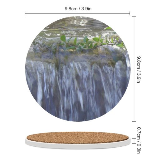 yanfind Ceramic Coasters (round) Waterfall  Resources Watercourse Vegetation Natural Landscape Family Game Intellectual Educational Game Jigsaw Puzzle Toy Set