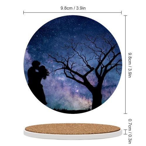yanfind Ceramic Coasters (round) Love Couple Night Romantic Kiss Silhouette Starry Sky Family Game Intellectual Educational Game Jigsaw Puzzle Toy Set