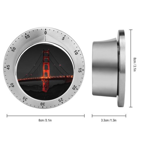 yanfind Timer Black Dark Golden Gate  Night Dark Illuminated  Francisco 60 Minutes Mechanical Visual Timer