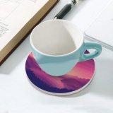 yanfind Ceramic Coasters (round) Coyle Lakeside Sky Sunset Minimal Art Gradient Landscape Scenic Panorama Family Game Intellectual Educational Game Jigsaw Puzzle Toy Set