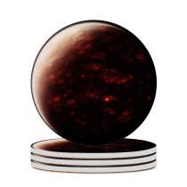 yanfind Ceramic Coasters (round) Space Planet Burning Space Exploration Dark Family Game Intellectual Educational Game Jigsaw Puzzle Toy Set