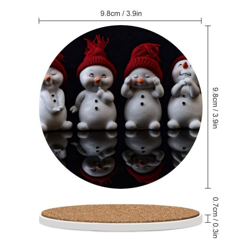 yanfind Ceramic Coasters (round) Black Dark Celebrations Christmas Cute Snowman Figures Christmas Decoration Cute Expressions Family Game Intellectual Educational Game Jigsaw Puzzle Toy Set