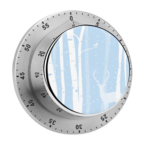 yanfind Timer Bark Stag Snowing Snow Deer Perching Tree Scenics Landscape Woodland Winter Forest 60 Minutes Mechanical Visual Timer