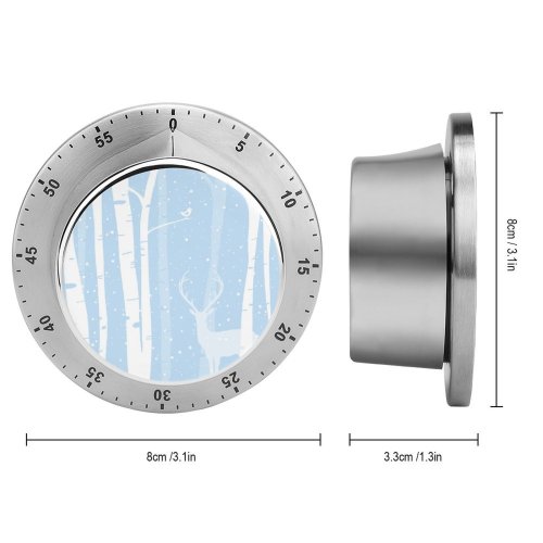 yanfind Timer Bark Stag Snowing Snow Deer Perching Tree Scenics Landscape Woodland Winter Forest 60 Minutes Mechanical Visual Timer