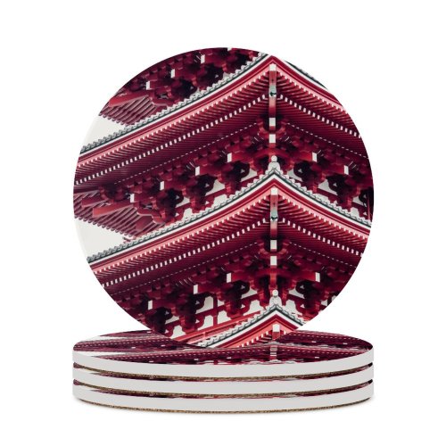 yanfind Ceramic Coasters (round) William Warby Architecture Tokyo Japan Ancient Architecture Buddhism Family Game Intellectual Educational Game Jigsaw Puzzle Toy Set